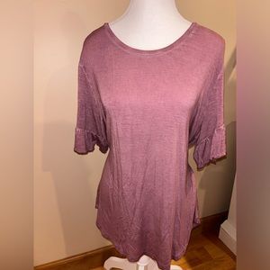 Knox Rose Women’s Pink Blouse with Flutter Sleeves SIZE XXL